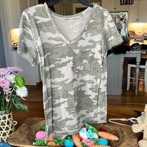 camo v-neck top
